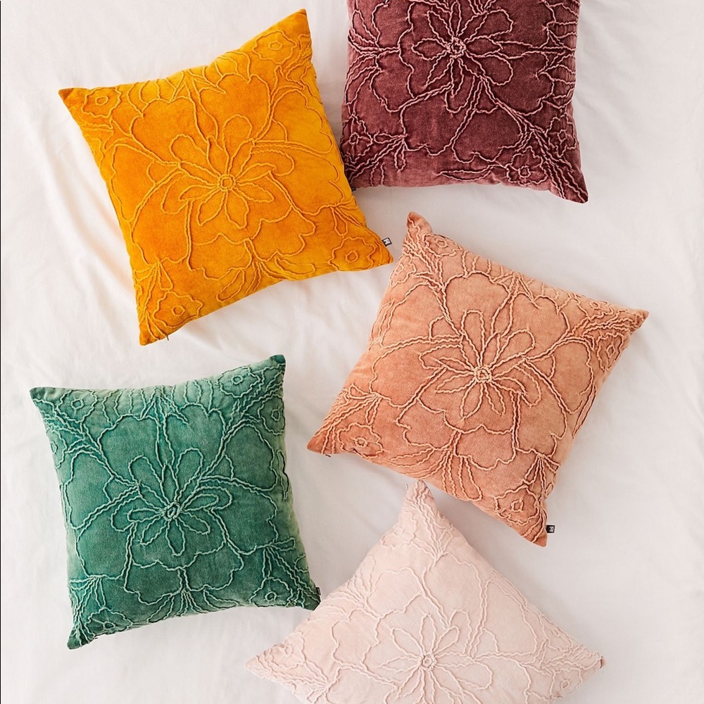 UO Jaya embroidered velvet throw pillow